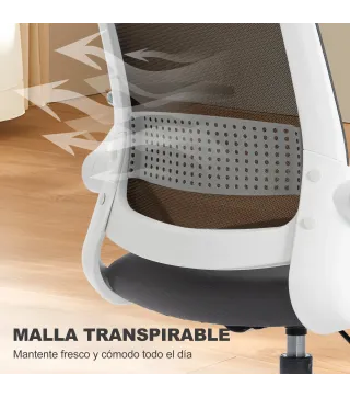 Silla de Escritorio de Malla Silla de Dibujo con Reposabrazos Abatibles Altura Ajustable Reposapiés Gris