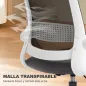 Silla de Escritorio de Malla Silla de Dibujo con Reposabrazos Abatibles Altura Ajustable Reposapiés Gris