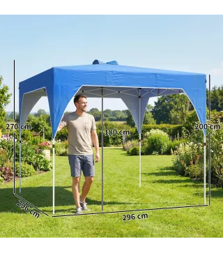 Carpa Plegable Pop-up 3x3 m con Bloqueo Central Altura Ajustable Bolsa Transporte con Ruedas y Sacos de Arena Azul