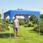 Carpa Plegable Pop-up 3x3 m con Bloqueo Central Altura Ajustable Bolsa Transporte con Ruedas y Sacos de Arena Azul