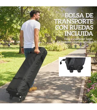 Carpa Plegable Pop-up 3x3 m con Bloqueo Central Altura Ajustable Bolsa Transporte con Ruedas y Sacos de Arena Azul