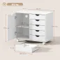 Mueble para Impresora con Estación de Carga y Ruedas 5 Cajones Puertos USB Estante Ajustable Blanco
