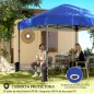 Carpa Plegable Pop-up 3x3 m con 3 Paredes 2 Ventanas Altura Ajustable UPF50+ Bolsa Transporte y Sacos de Arena Azul