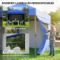 Carpa Plegable Pop-up 3x3 m con 3 Paredes 2 Ventanas Altura Ajustable UPF50+ Bolsa Transporte y Sacos de Arena Azul