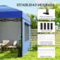 Carpa Plegable Pop-up 3x3 m con 3 Paredes 2 Ventanas Altura Ajustable UPF50+ Bolsa Transporte y Sacos de Arena Azul