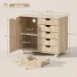 Mueble para Impresora con Estación de Carga y Ruedas 5 Cajones Puertos USB Estante Ajustable Natural