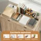 Mueble para Impresora con Estación de Carga y Ruedas 5 Cajones Puertos USB Estante Ajustable Natural