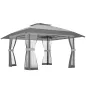 Carpa Plegable 4x4 m con Laterales de Malla UPF30+, 400x400x287 cm, Gris
