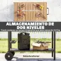 Carrito de Barbacoa de 2 Niveles Mesa Auxiliar para Barbacoa Móvil con Ruedas Portabebidas Ganchos Asa Negro y Marrón