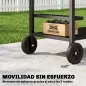 Carrito de Barbacoa de 2 Niveles Mesa Auxiliar para Barbacoa Móvil con Ruedas Portabebidas Ganchos Asa Negro y Marrón