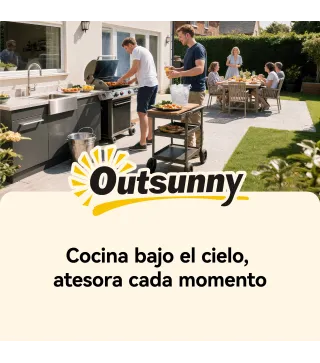 Carrito de Barbacoa de 2 Niveles Mesa Auxiliar para Barbacoa Móvil con Ruedas Portabebidas Ganchos Asa Negro y Marrón