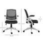 Silla de Oficina Ergonómica Silla de Juvenil con Altura Ajustable Reposabrazos Abatibles Soporte Lumbar y Respaldo Malla Transpi