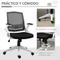 Silla de Oficina Ergonómica Silla de Juvenil con Altura Ajustable Reposabrazos Abatibles Soporte Lumbar y Respaldo Malla Transpi