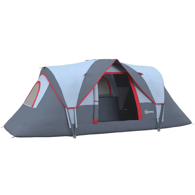 Tienda de Acampada para 6 Personas Impermeable 3000mm+ con Bolsa de Transporte y Gancho 455x220x180 cm Gris