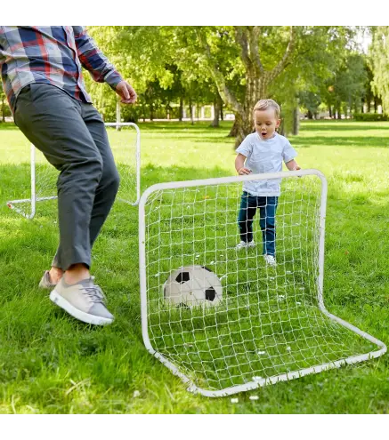 Set de 2 Porterías de Fútbol con Red y Balón para Niños y Adultos, Juguete Deportivo para Exterior Jardín con Inflador, de Acero