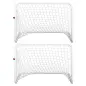 Set de 2 Porterías de Fútbol con Red y Balón para Niños y Adultos, Juguete Deportivo para Exterior Jardín con Inflador, de Acero