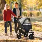 Carrito para Perros con 3 Ruedas Ventanas de Malla Cesta de Almacenaje y Correas de Seguridad 109,5x57,5x106,5 cm Gris