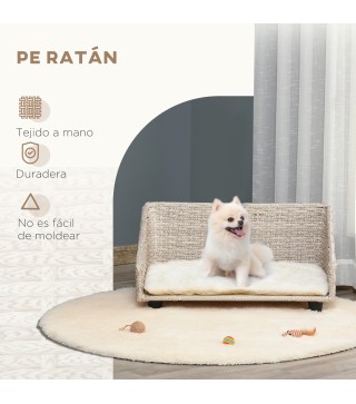 Sofá Cama de Mimbre para Mascotas