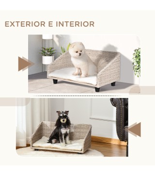 Sofá Cama de Mimbre para Mascotas