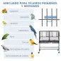Jaula para Pájaros con Ruedas Pajarera Doble con 2 Bandejas Múltiples Puertas 4 Comederos 4 Perchas 95x45,5x102 cm Gris