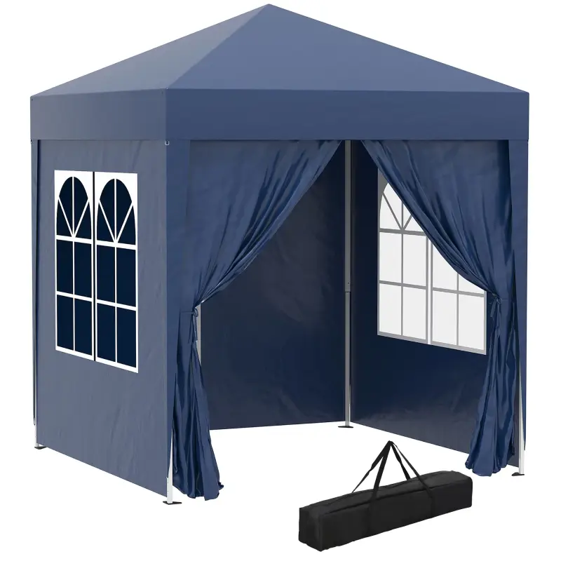 Cenador de Jardín 2x2m con 4 Paredes Laterales Tela Oxford 2 Puertas 2 Ventanas y Bolsa de Transporte Impermeable Azul Cenador de Jardín 2x2m con 4 Paredes Laterales Tela Oxford 2 Puertas 2 Ventanas y Bolsa de Transporte Impermeable Azul