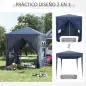 Cenador de Jardín 2x2m con 4 Paredes Laterales Tela Oxford 2 Puertas 2 Ventanas y Bolsa de Transporte Impermeable Azul