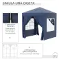 Cenador de Jardín 2x2m con 4 Paredes Laterales Tela Oxford 2 Puertas 2 Ventanas y Bolsa de Transporte Impermeable Azul