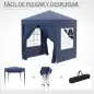Cenador de Jardín 2x2m con 4 Paredes Laterales Tela Oxford 2 Puertas 2 Ventanas y Bolsa de Transporte Impermeable Azul