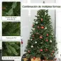 Árbol de Navidad Ø105x210 cm Artificial con 934 Ramas PE Tridente y PVC Individual y Base Plegable Árbol Navideño Decora