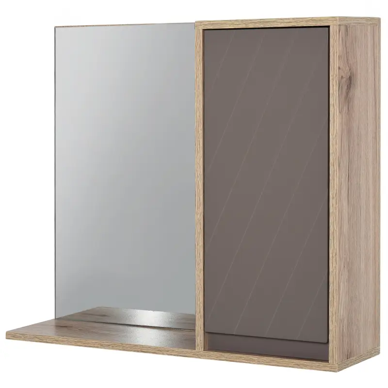 Armario de Baño con Espejo Mueble Auxiliar Montado en Pared con 1 Puerta y Estante Ajustable Estilo Moderno 57x14,2x49,2