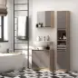 Armario de Baño con Espejo Mueble Auxiliar Montado en Pared con 1 Puerta y Estante Ajustable Estilo Moderno 57x14,2x49,2