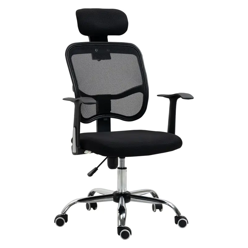 Silla de Oficina Giratoria Silla de Escritorio Ergonómica con Altura Ajustable Función de Inclinación Reposacabezas y Soporte Lu