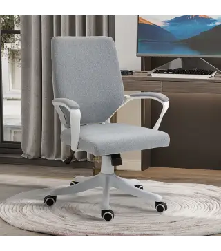 Silla de Oficina Giratoria Silla de Escritorio Basculante con Reposabrazos y Altura Ajustable para Dormitorio Salón Carga 120 kg