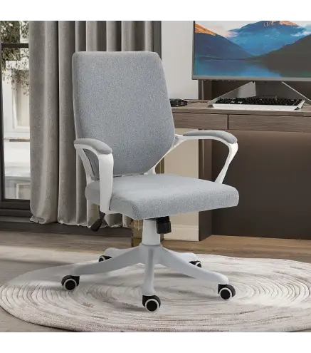 Silla de Oficina Giratoria Silla de Escritorio Basculante con Reposabrazos y Altura Ajustable para Dormitorio Salón Carga 120 kg