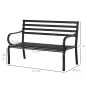 Banco de Exterior de Metal de 2 Plazas con Reposabrazos Carga 240 kg para Patio Terraza 127x58x82 cm Negro Banco de Exterior de Metal de 2 Plazas con Reposabrazos Carga 240 kg para Patio Terraza 127x58x82 cm Negro