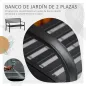 Banco de Exterior de Metal de 2 Plazas con Reposabrazos Carga 240 kg para Patio Terraza 127x58x82 cm Negro