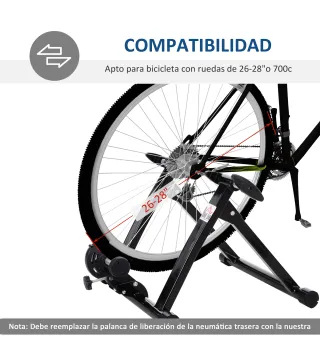 Rodillo de Bicicleta Entrenamiento Plegable con Resistencia Magnética para Ruedas de 26-28 Pulgadas Soporte Entrenador Bici para
