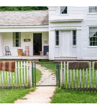 Puerta Verja de Jardín de Acero con Cerradura Manija y 3 Llaves Puerta de Valla Cerca para Exterior Patio Terraza 97x150 cm Verd