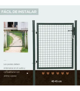 Puerta Verja de Jardín de Acero con Cerradura Manija y 3 Llaves Puerta de Valla Cerca para Exterior Patio Terraza 97x150 cm Verd