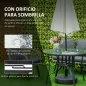 Mesa de Cristal de Jardín con Agujero para Sombrilla Mesa para Comer Redonda con Marco de Acero para Exterior Terraza Balcón Ø10