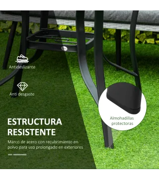 Mesa de Cristal de Jardín con Agujero para Sombrilla Mesa para Comer Redonda con Marco de Acero para Exterior Terraza Balcón Ø10