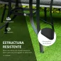 Mesa de Cristal de Jardín con Agujero para Sombrilla Mesa para Comer Redonda con Marco de Acero para Exterior Terraza Balcón Ø10