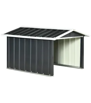 Garaje para Robot Cortacésped de Acero Galvanizado con Techo Dos Aguas para Jardín Exterior 87x103x66 cm Gris Oscuro