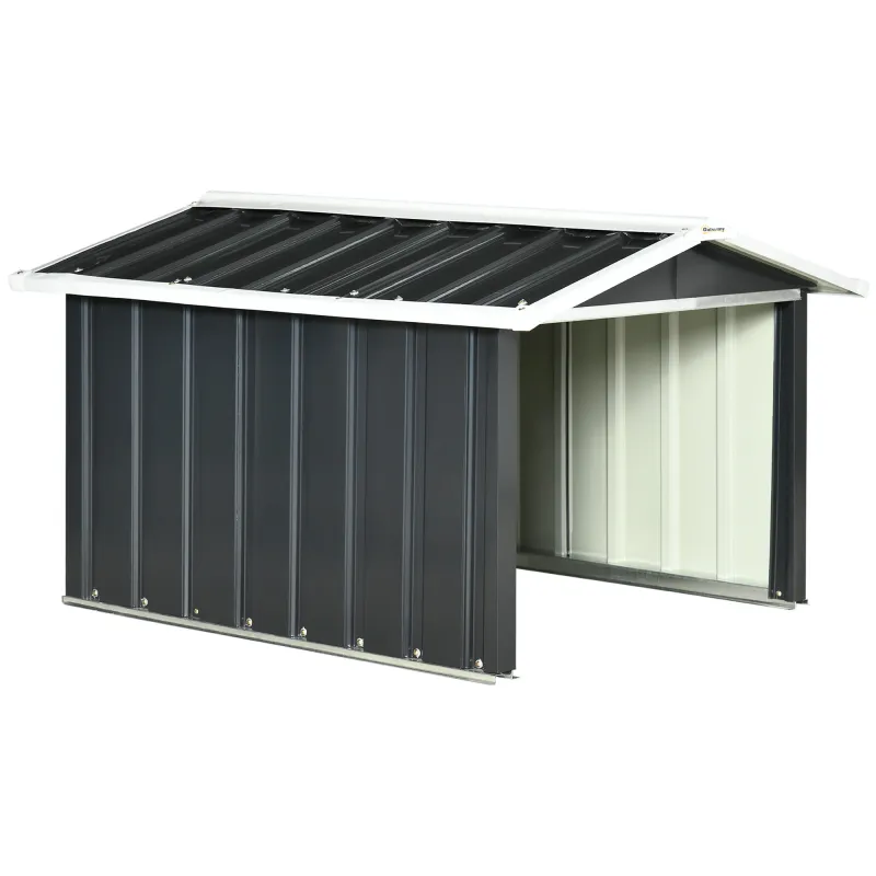 Garaje para Robot Cortacésped de Acero Galvanizado con Techo Dos Aguas para Jardín Exterior 87x103x66 cm Gris Oscuro