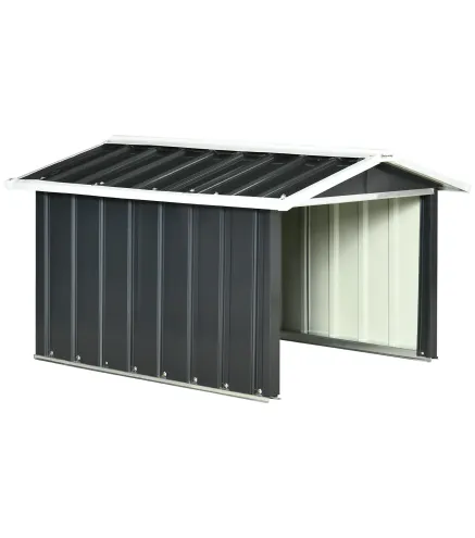 Garaje para Robot Cortacésped de Acero Galvanizado con Techo Dos Aguas para Jardín Exterior 87x103x66 cm Gris Oscuro
