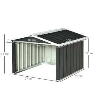Garaje para Robot Cortacésped de Acero Galvanizado con Techo Dos Aguas para Jardín Exterior 87x103x66 cm Gris Oscuro