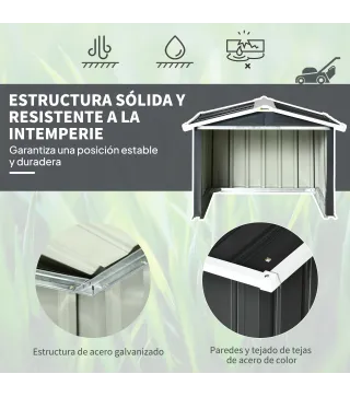 Garaje para Robot Cortacésped de Acero Galvanizado con Techo Dos Aguas para Jardín Exterior 87x103x66 cm Gris Oscuro