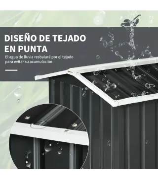 Garaje para Robot Cortacésped de Acero Galvanizado con Techo Dos Aguas para Jardín Exterior 87x103x66 cm Gris Oscuro