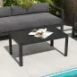 Mesa de Centro de Jardín Rectangular con Estructura de Acero Galvanizado para Patio Terraza 101,5x61x46 cm Negro