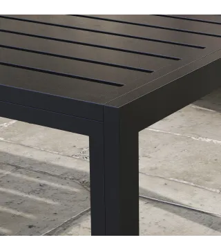 Mesa de Centro de Jardín Rectangular con Estructura de Acero Galvanizado para Patio Terraza 101,5x61x46 cm Negro